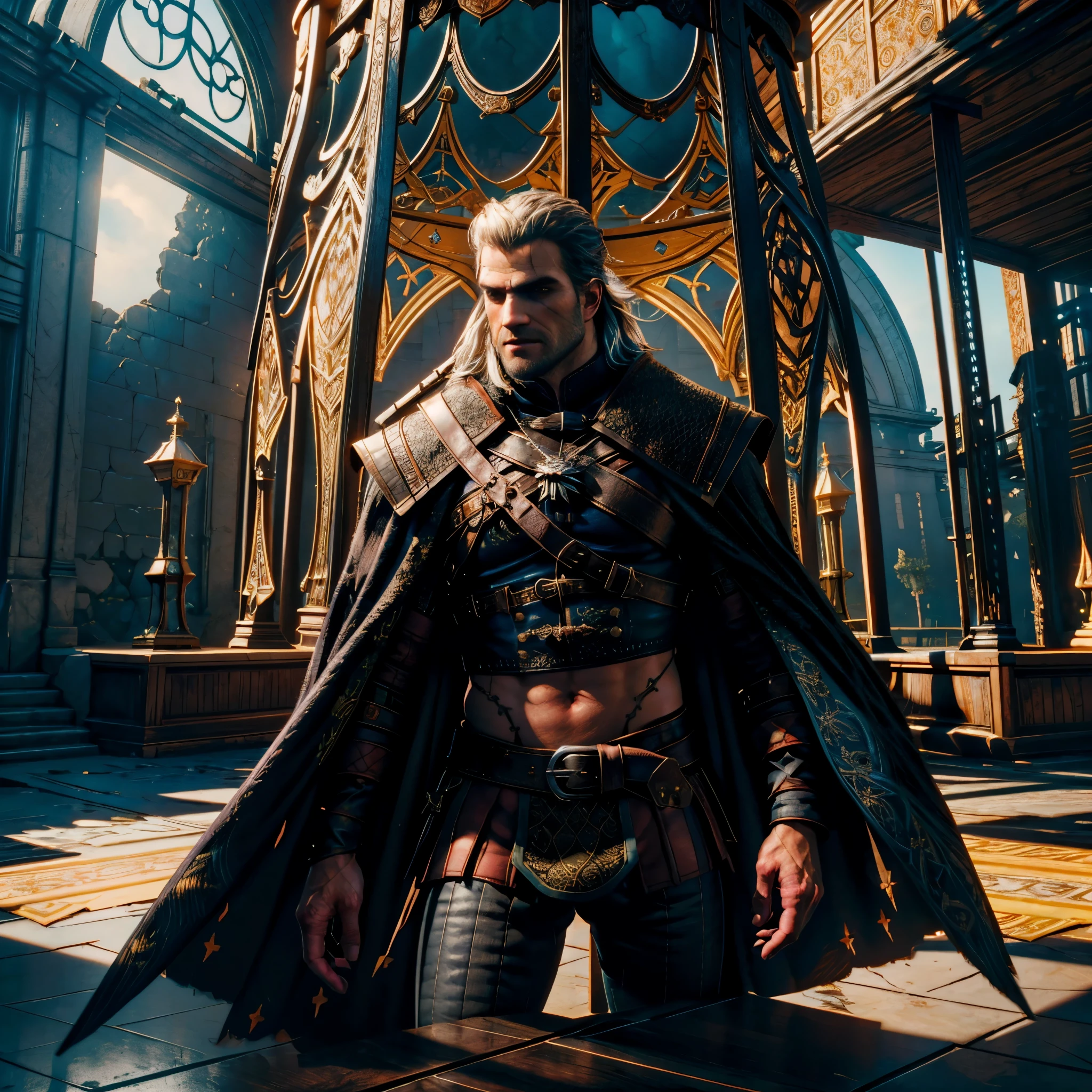 Henry_Cavill as The_Witcher Geralt_de_Rivia Amulet_Wolf deep path castle equirectangular Kingdom chef-d&#39 Van_Gogh Masterpiece ultra UnrealEngine5 Cinematic Lighting meticulously intricate ultra_high-details ultra_high-res ultra pro-Photorealistic ultra_high-quality ultra_sharpness focus accurate max perfection reflex extreme improved Octane-rendered opengl-shaders glsl-shader UHD XT3 DSLR HDR romm rgb pbr ombre analogique color-coded shading 3DCG fxaa global illumination cgi vfx sfx fkaa txaa rtx ssao post-processing post-production cell-shading augmented tone-mapping sundrop contre-jours optimal sunLight luminescence volumetric lightning contrast "Heavy Metal" theater Will-o'-the-wisp Divine synthetic headgear "singninicro gold God dazzling Admiral Fancy Vivid Yellow jukebox Symmetrical ((King Athletic muscular extatique Tamned Skin gorgeous Effects Cheekbones Embarrassed redderer eye-liner saphirs saturate ultra_beautiful_eyes dark black pupils brown iris lazulis turquoise mouth open tongue teeth obvious smiles howling Floating Jacket Eccentric Cape onyx Shoulders-Off Shirt Lace Clavicles White Papillotes embroidered satin red thick leather felt skirt matching ample swinging spinel navel waist reveal belt-chastity heart diamond padlock silver agate bristles scarlet pubis-hairy indigo silk snap garters thighs legs boots)) dancer nickel fleuraison bees tin incandescentes CGSCOSITY tattoo Cristallines hearth rubis invoque monster bee (🎈🍦🍹❤(😘👩🎀👗⚜👒👡💅)🎪🎢🎡🎠 EOS R6 135mm 1/1/2.8 ISO400) blast flash blow glow opale straight heavy chrome flat rune lava bands glyphes Tourmaline plasma background floraison beholder chaos strange population Earth outdoor mirror handcuff glass transparent graduated reflection Bruce_Weber "luis Royo" naked nsfw varied multi etc. --v 6 --s 1000 --c 20 --q 20 --chaos 100