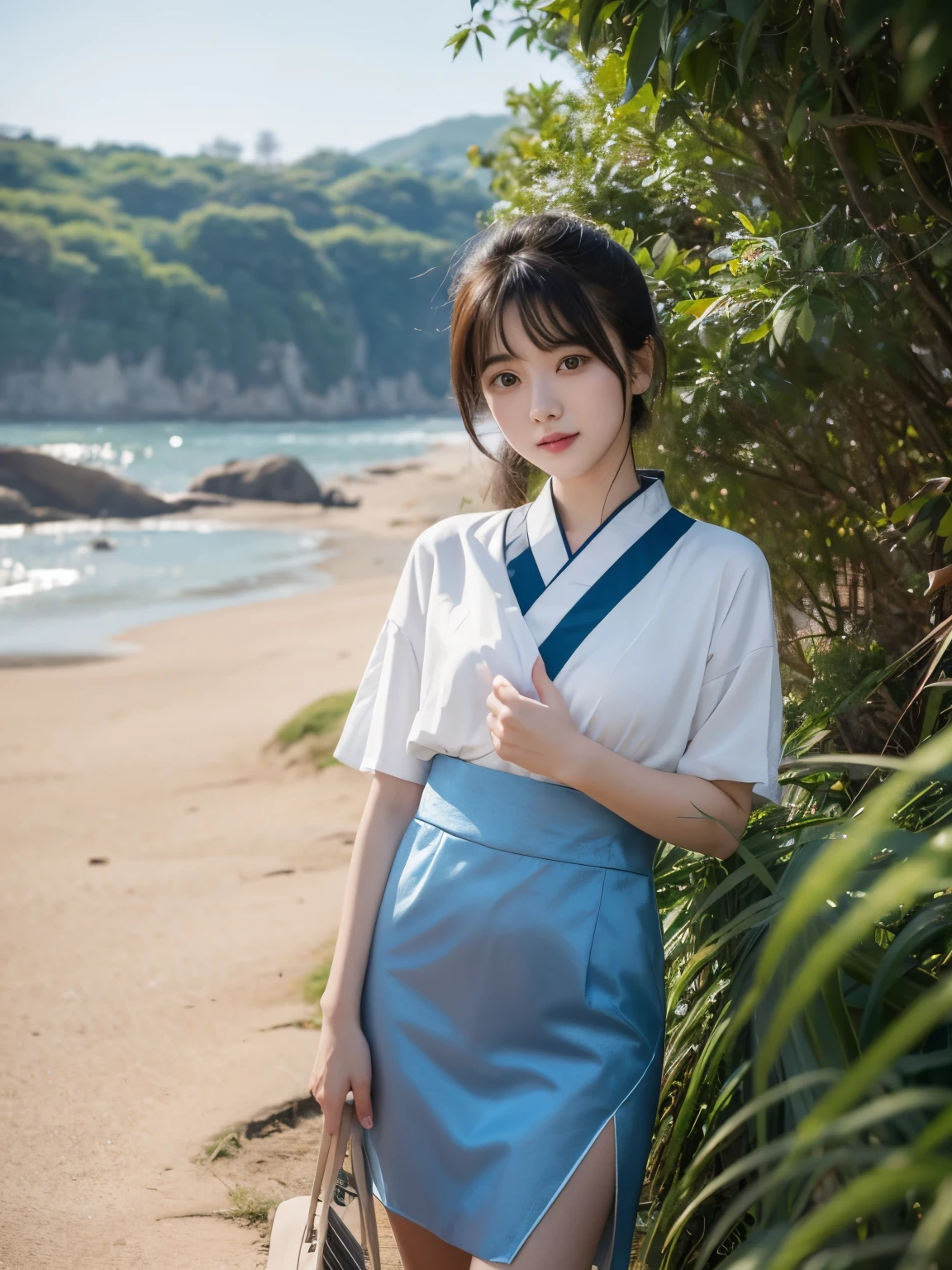 from《Genshin》The image of Nasita in Chinese,at the seaside,exposed,Watch shyly