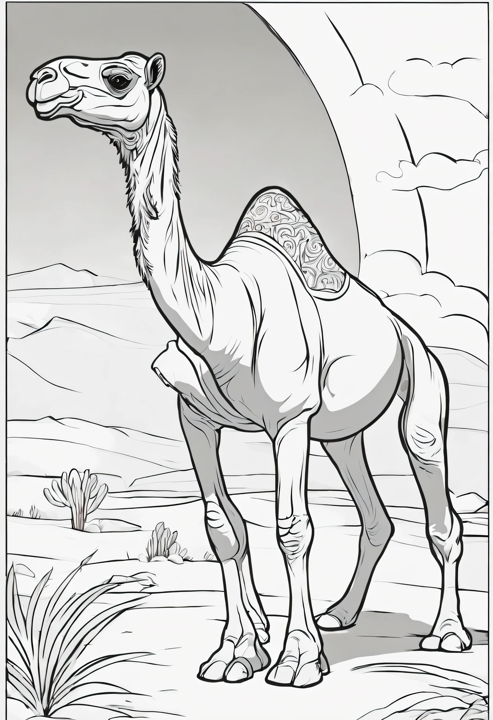 coloring page for kids, camel