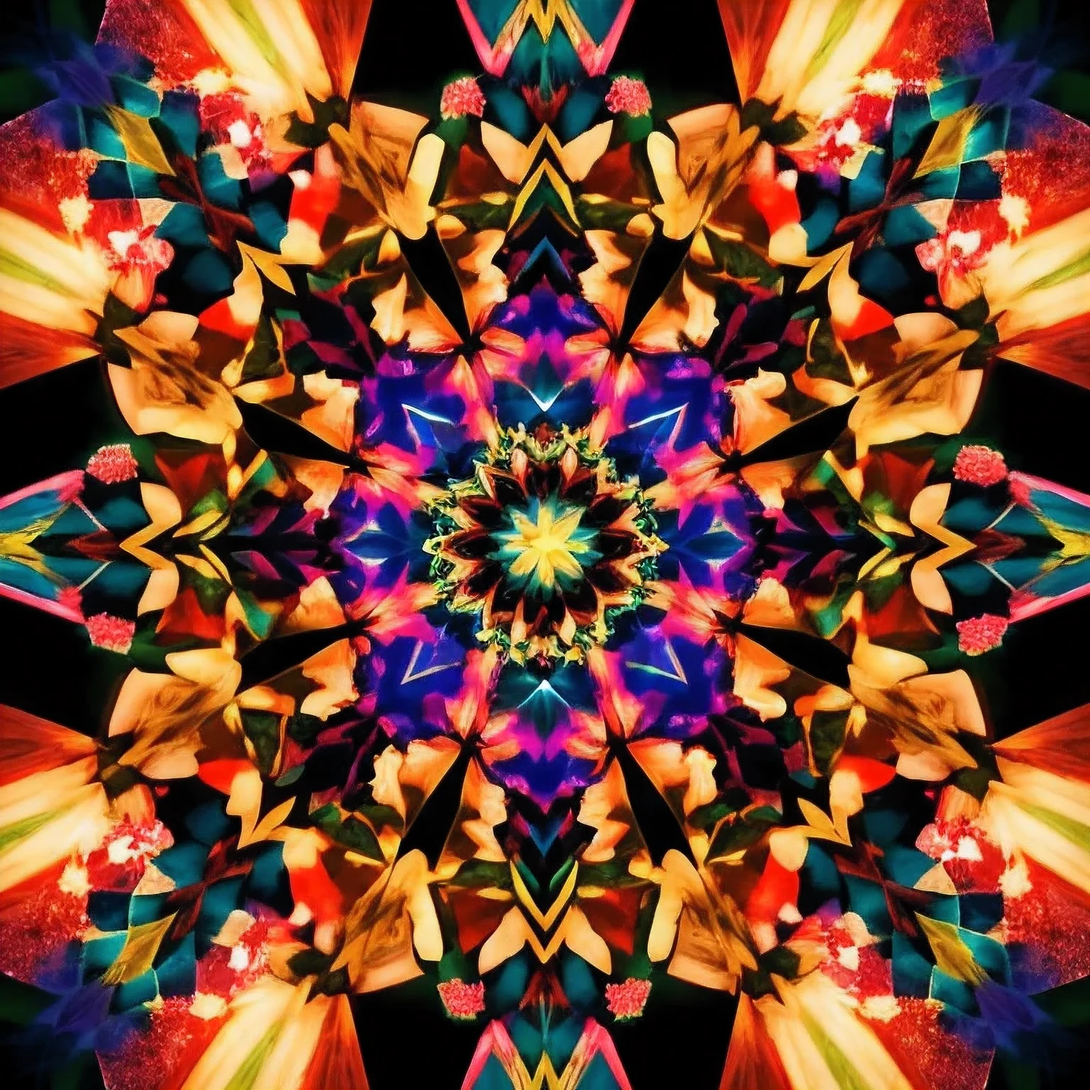 optical illusion，Brilliant kaleidoscope, Colorful light, official art，intricate details