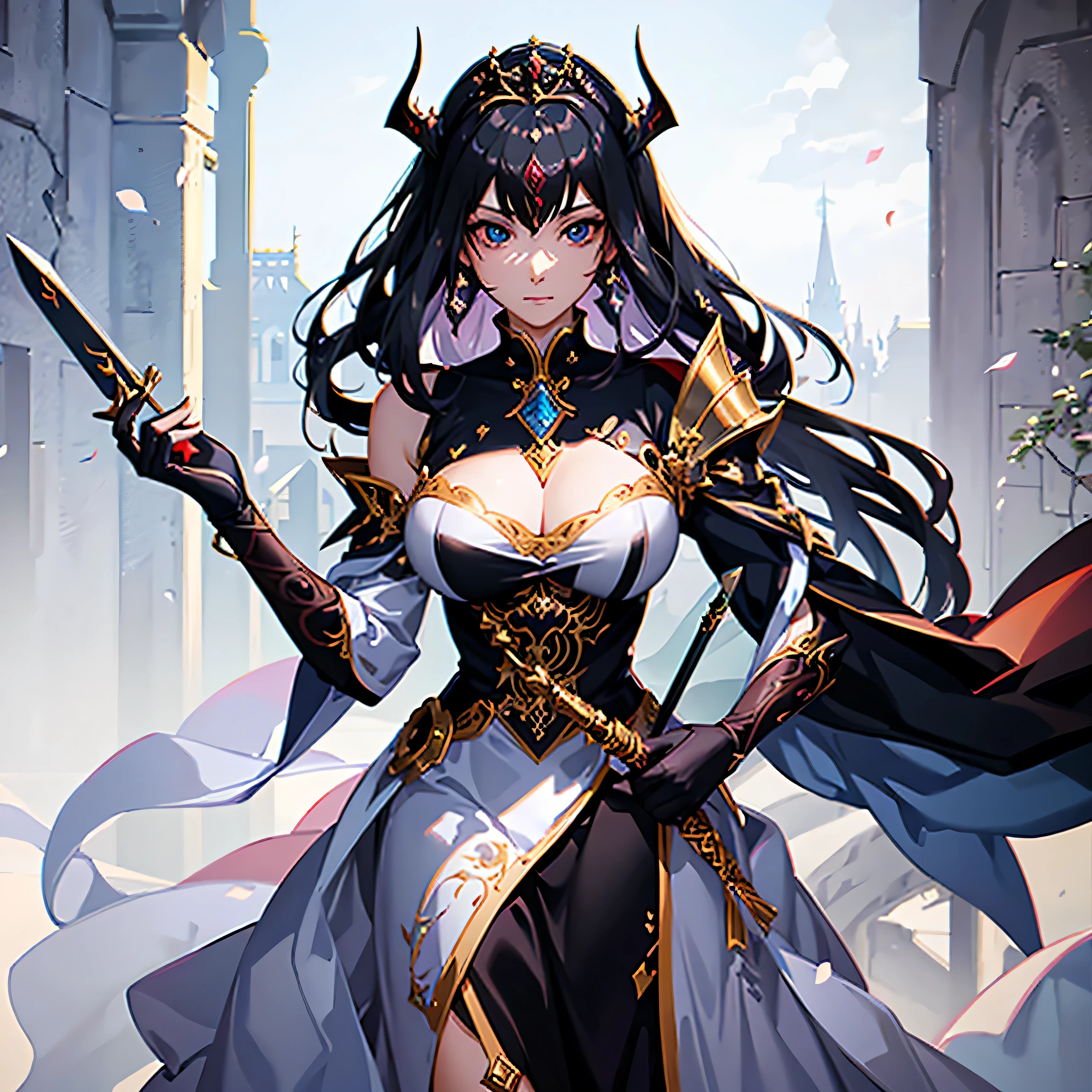 a close up of a woman in a dress holding a sword, beautiful elegant demon queen, by Yang J, black - haired mage, a beautiful fantasy empress, extremely detailed artgerm, beautiful succubus, cushart krenz key art feminine, a beautiful sorceress, ((a beautiful fantasy empress)), artgerm on artstation pixiv