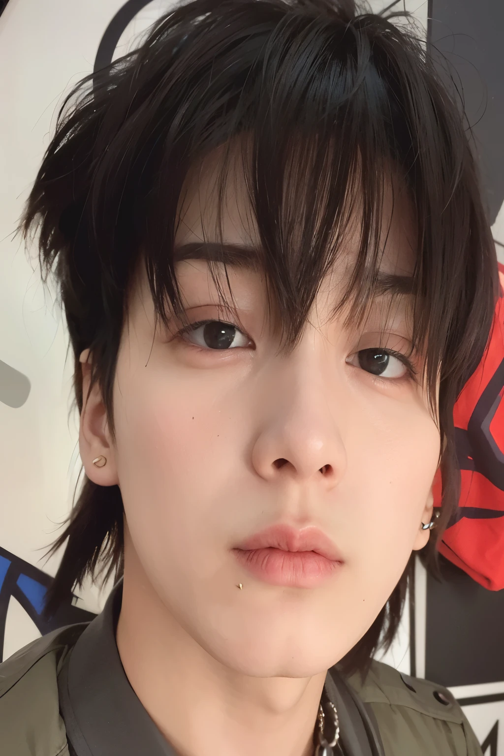 a close up of a person with a necklace and a jacket, cai xukun, jung jaehyun, jinyoung shin, kim doyoung, wan adorable korean face, 1 7 - - old thin face, hong june hyung, hyung tae, jungkook, male ulzzang, taejune kim, ten lee, sakimichan