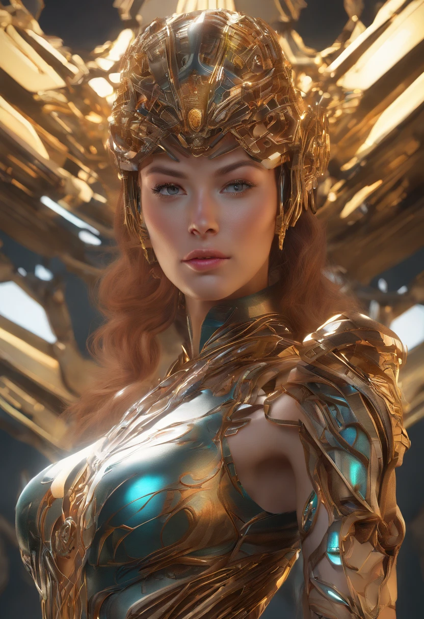 8k portrait of beautiful cyborg with brown hair, intricate, elegant, highly detailed, majestic, digital photography, art by artgerm and ruan jia and greg rutkowski surreal painting gold butterfly filigree, broken glass, (masterpiece, sidelighting, finely detailed beautiful eyes: 1.2), hdr,