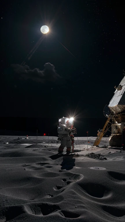 Turks in space, Turkish flag on the moon, ultra details, 32k image, HD image, realistic photo, a realistic photo taken with a super camera, HDR10