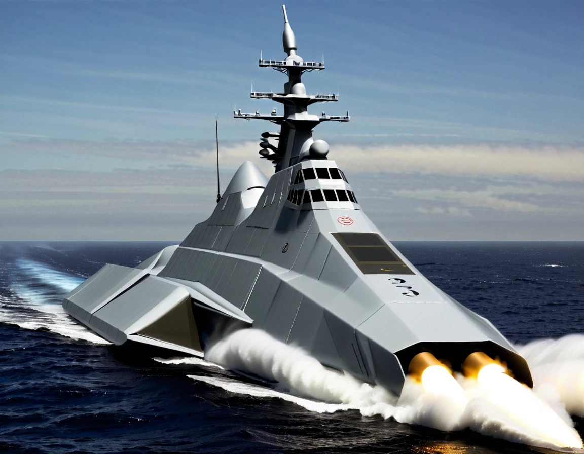 The futuristic warship is a highly advanced, autonomous machine, projetada exclusivamente para combates espaciais. Its structure is covered with state-of-the-art shielding, capaz de resistir a ataques inimigos e proteger seus sistemas essenciais.
With an aerodynamic and aggressive design, a nave apresenta uma pequena ponta em formato de asa, which carries a vast amount of missiles of different types and sizes. These missiles are strategically positioned and can be precisely launched at enemy targets., proporcionando um arsenal poderoso.