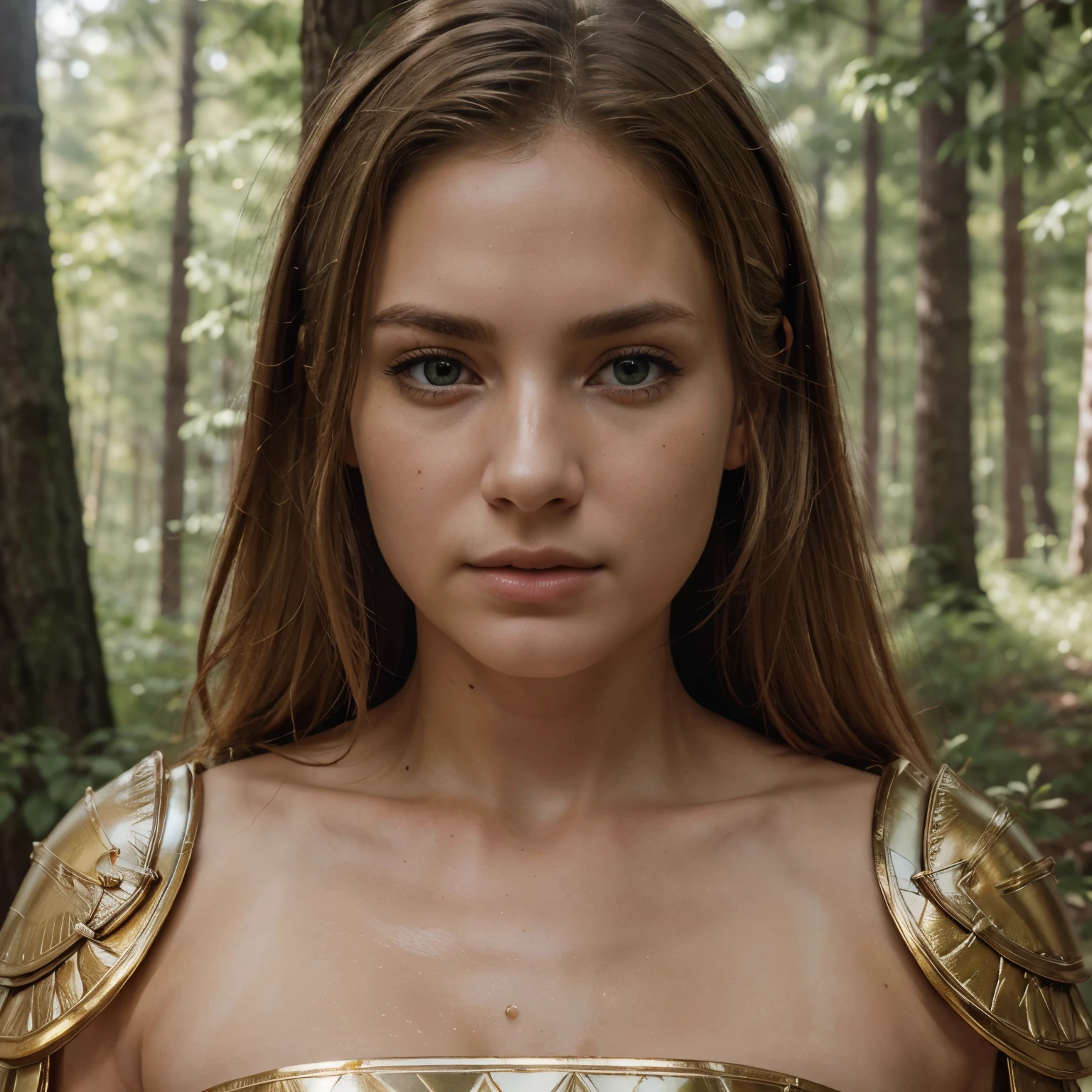angel, armor gold (masterpiece, best quality, high resolution:1.4), 1girl, angel, skin pores texture, Hair blonde, HD , Photography, movie, cinematic, full Body, Realistic, (8k, RAW photo, best quality, masterpiece:1.2), (realistic, photo-realistic:1.33), best quality, detailed eyes green, cute, natural lighting, depth of field, film grain, wrinkled skin, sharp, detailed and realistic portrait of a woman ,(freckles:0.5), forest