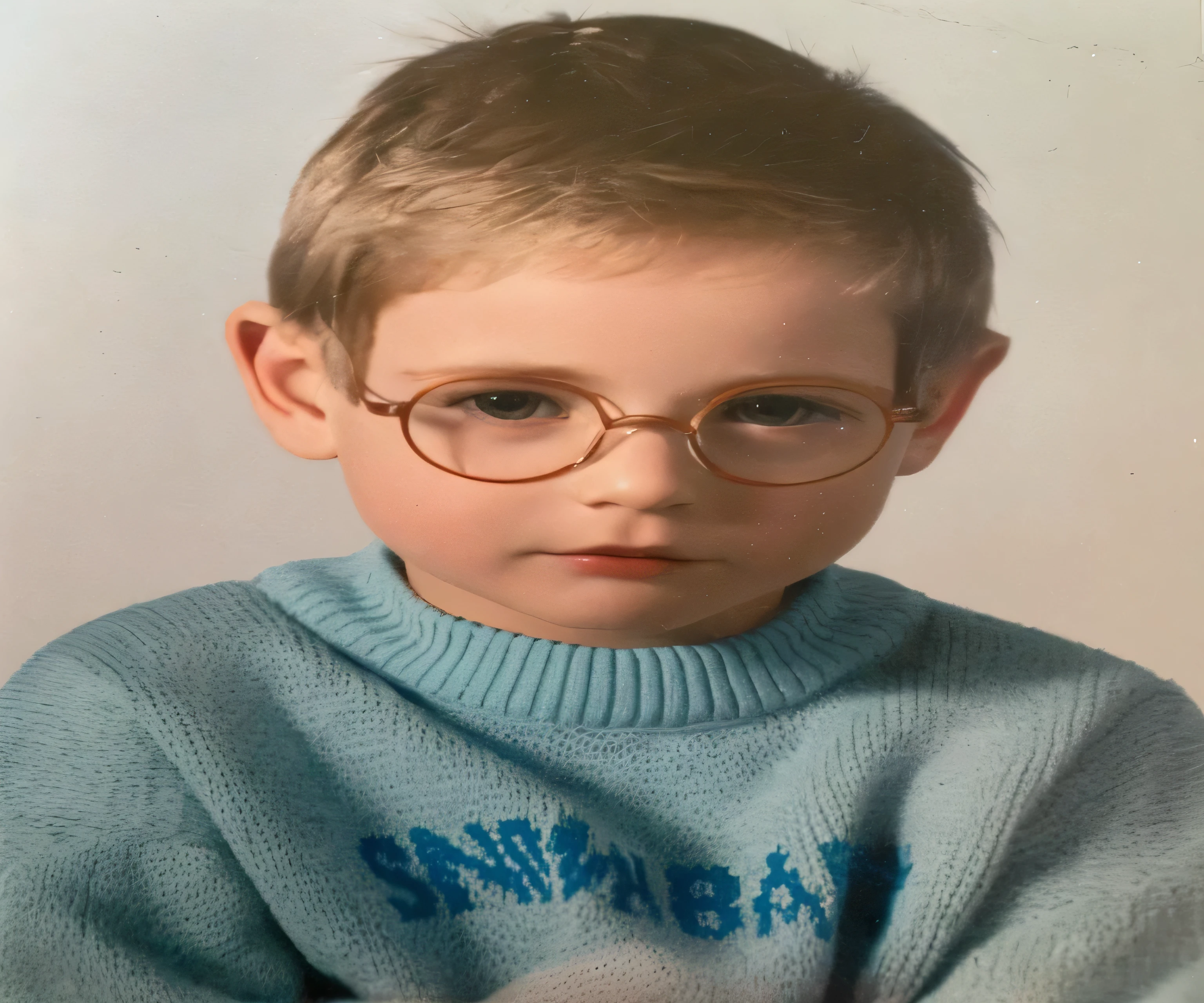 Da ist ein kleiner Junge mit Brille und Pullover, ca. 3 5 Jahre alt, recorded in the late 1980s, vier Jahre alt, recorded in the early 1990s, 2 5 Jahre, Foto aus dem Jahr 1989, Nahaufnahme 1 9 9 0, 1 9 8 0 s Foto, Foto aus den 1980er Jahren