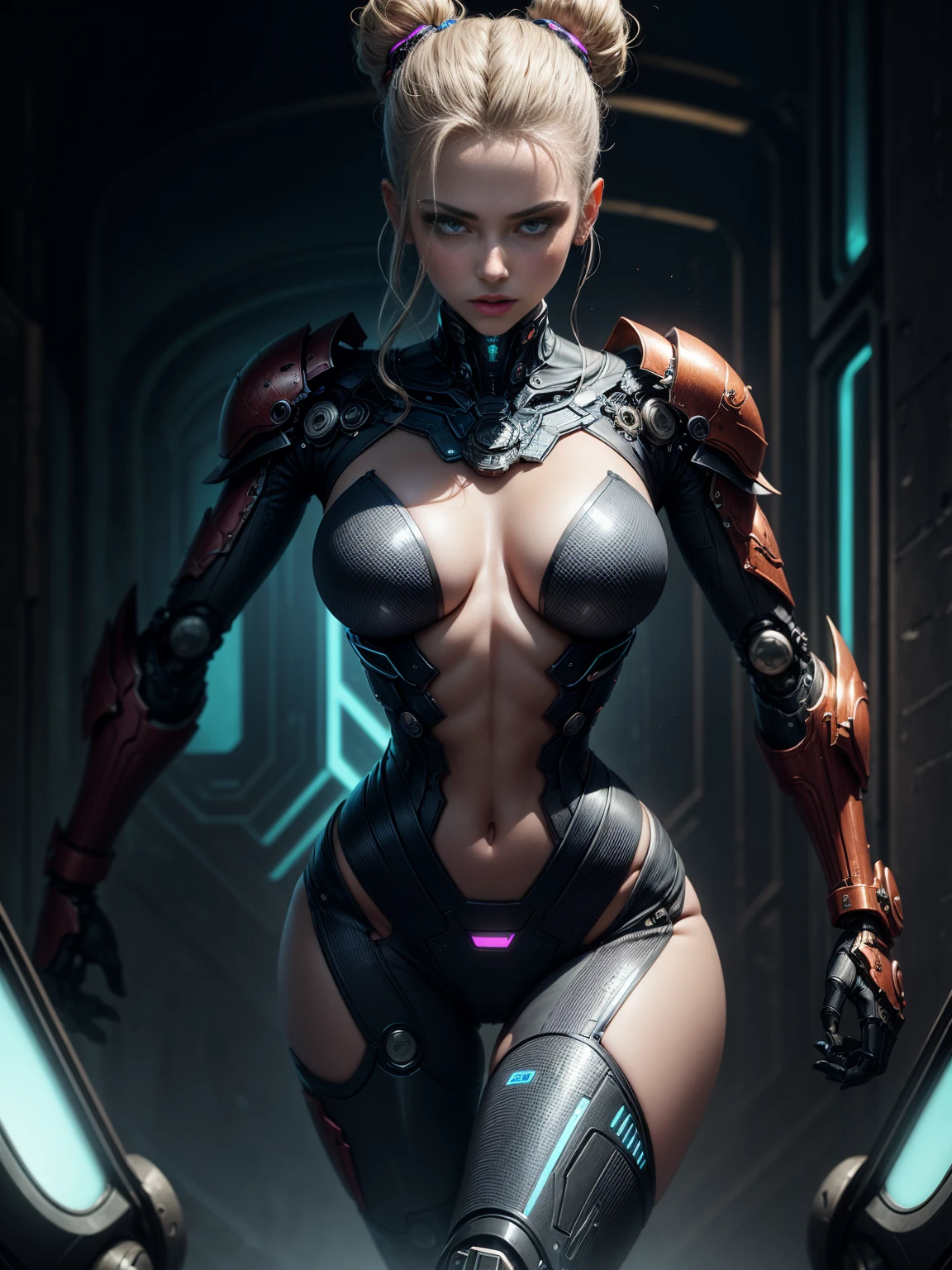 escuro_Fantasia,Ciberpunk,1 mulher, meio corpo,mechanical marvel,robotic presence,Cyber Guardian,mulher Morcego.