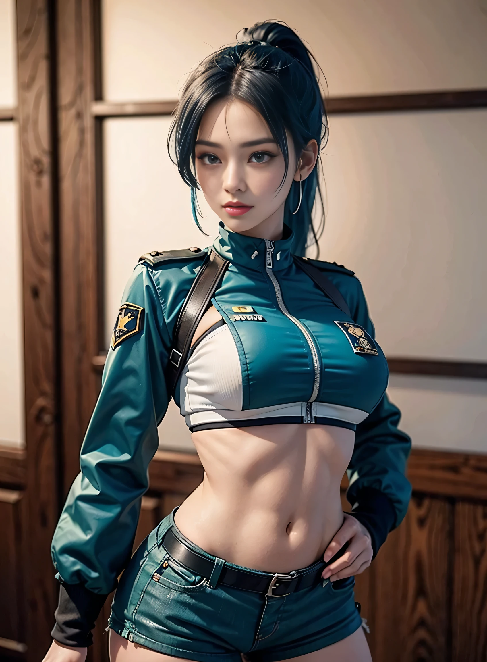 KOF Elena,military outfits,lightblue hair,poneyTail,Curly Long Hair,stain makeup,Thimble gloves,strength of shadow