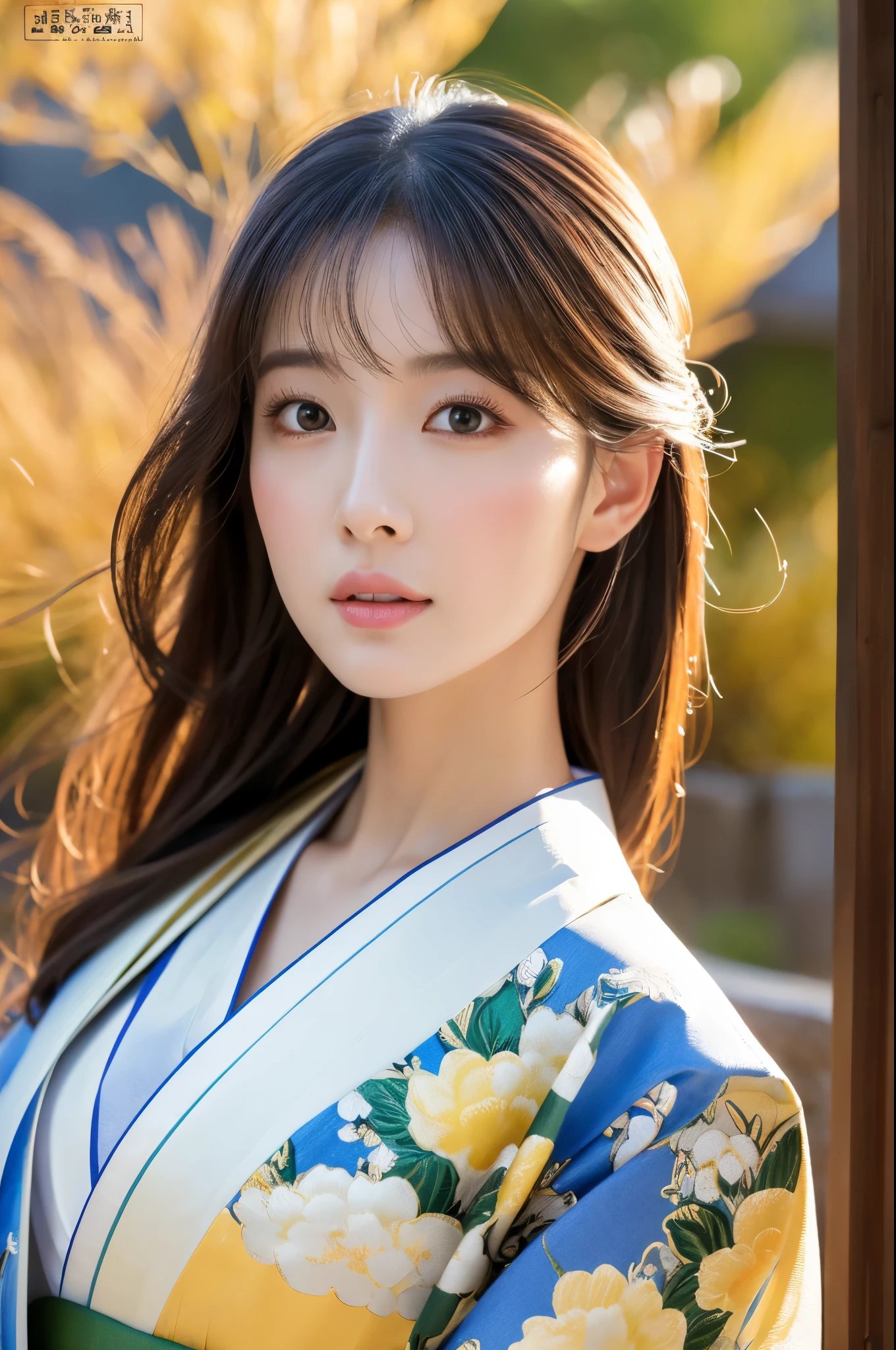 Hyper-Realism, (Photorealsitic:1.4), 8K, maximum resolution, (masterpiece), highly detailed, Professional, best quality, Refined face, beautiful woman, detailed beautiful eyes and lip, beautiful face, idol face, full body, whole body, Traditional kimono, Graceful fan movement, Tranquil expression