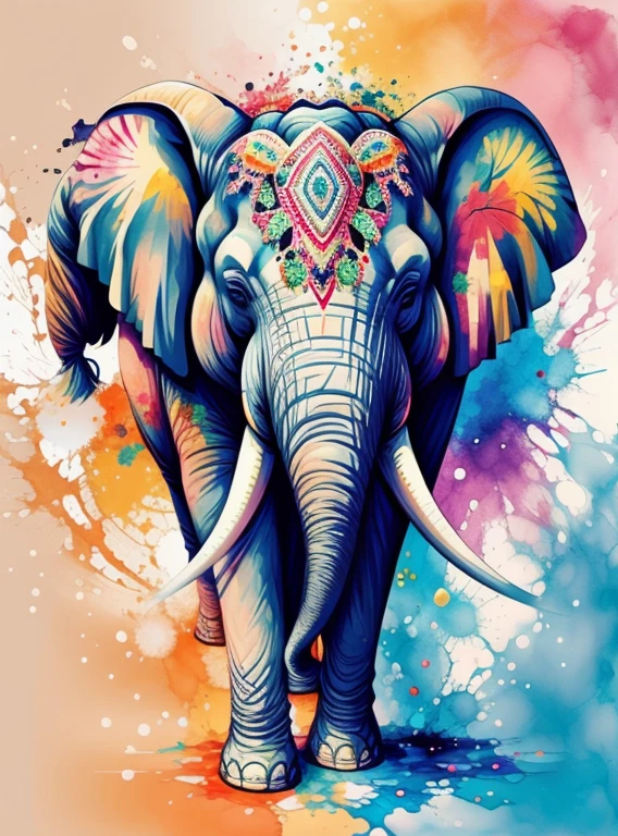 A kaleidoscope radiating joy with a majestic elephant head at the center vector, Alcohol ink and impasto mix painting, explosion,
yang08k, beautiful, colorful,
masterpieces, top quality, best quality, official art, beautiful and aesthetic,