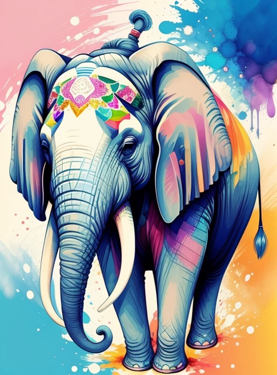 A kaleidoscope radiating joy with a majestic elephant head at the center vector, Alcohol ink and impasto mix painting, explosion,
yang08k, beautiful, colorful,
masterpieces, top quality, best quality, official art, beautiful and aesthetic,