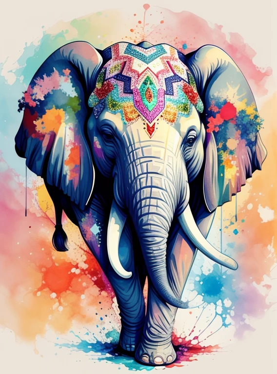 A kaleidoscope radiating joy with a majestic elephant head at the center vector, Alcohol ink and impasto mix painting, explosion,
yang08k, beautiful, colorful,
masterpieces, top quality, best quality, official art, beautiful and aesthetic,