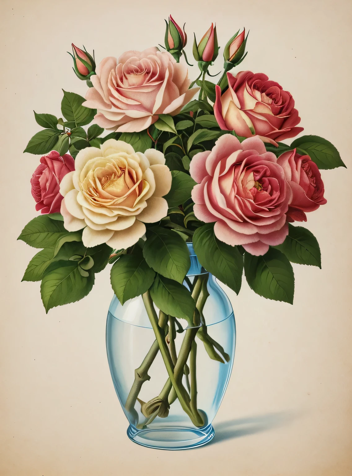 (melhor qualidade:1.2), (detalhado:1.2), (obra de arte:1.2), vintage botanical illustrations by Larger Provence Rose (1770 1775) in high resolution by John Edwards