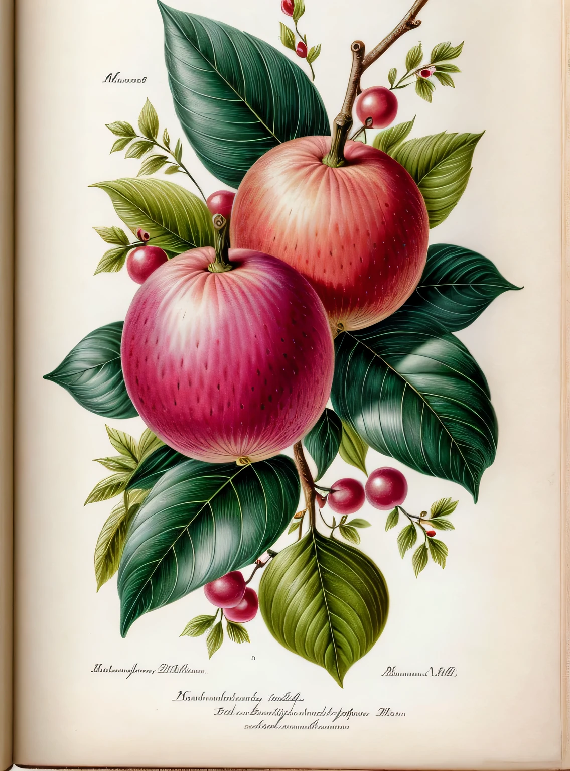 (melhor qualidade:1.2), (detalhado:1.2), (obra de arte:1.2), vintage botanical illustrations of impossible magical fruits (1770 1775) in high resolution by John Edwards