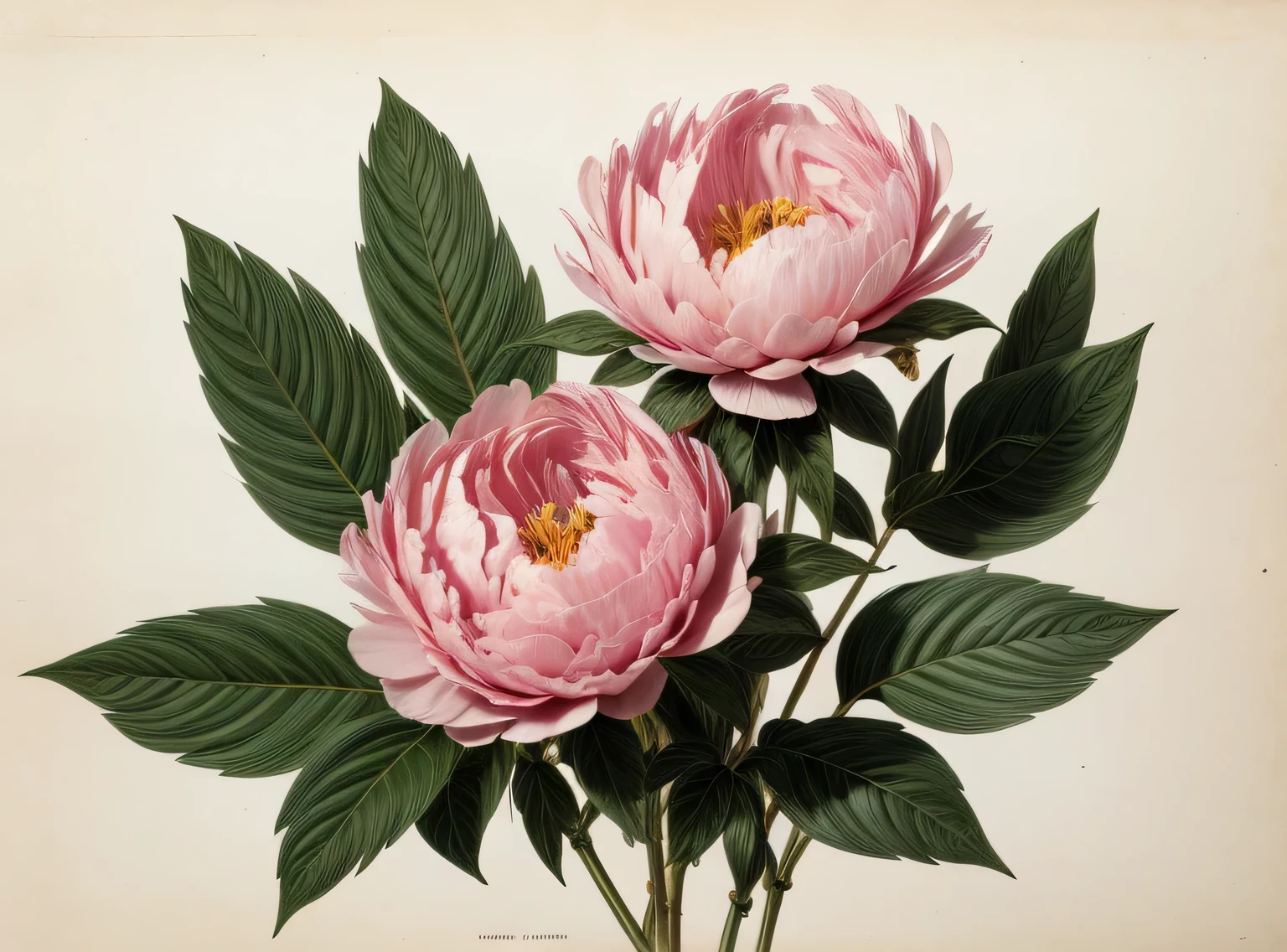 (melhor qualidade:1.2), (detalhado:1.2), (obra de arte:1.2), vintage botanical illustrations of black peonies (1770 1775) in high resolution by John Edwards