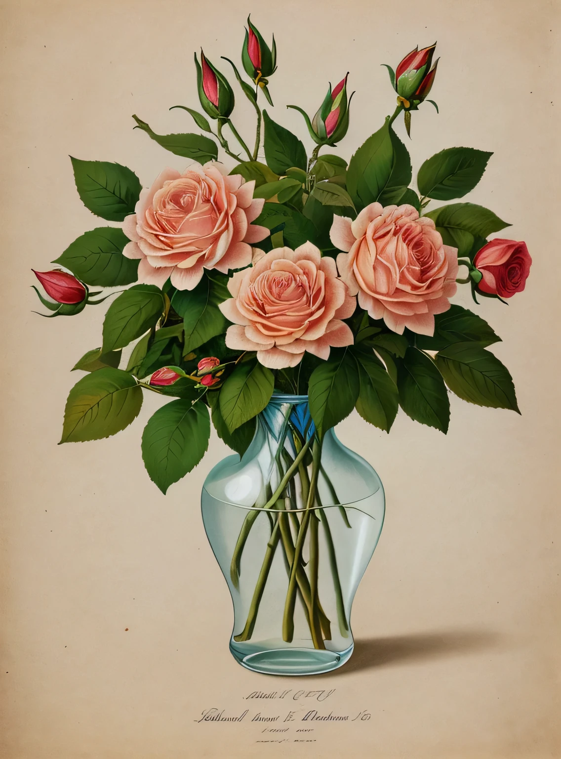 (melhor qualidade:1.2), (detalhado:1.2), (obra de arte:1.2), vintage botanical illustrations by Larger Provence Rose (1770 1775) in high resolution by John Edwards