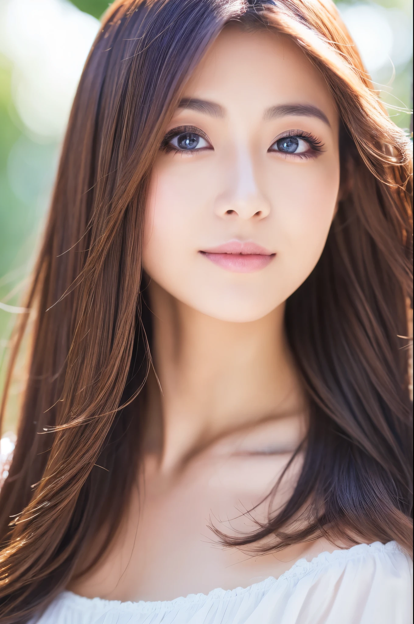 (best quality,highres,ultra-detailed),portraits,beautiful Japanese lady,beautiful detailed eyes,beautiful detailed lips,extremely detailed face,longeyelashes,soft smile,flowing hair,natural lighting,vivid colors