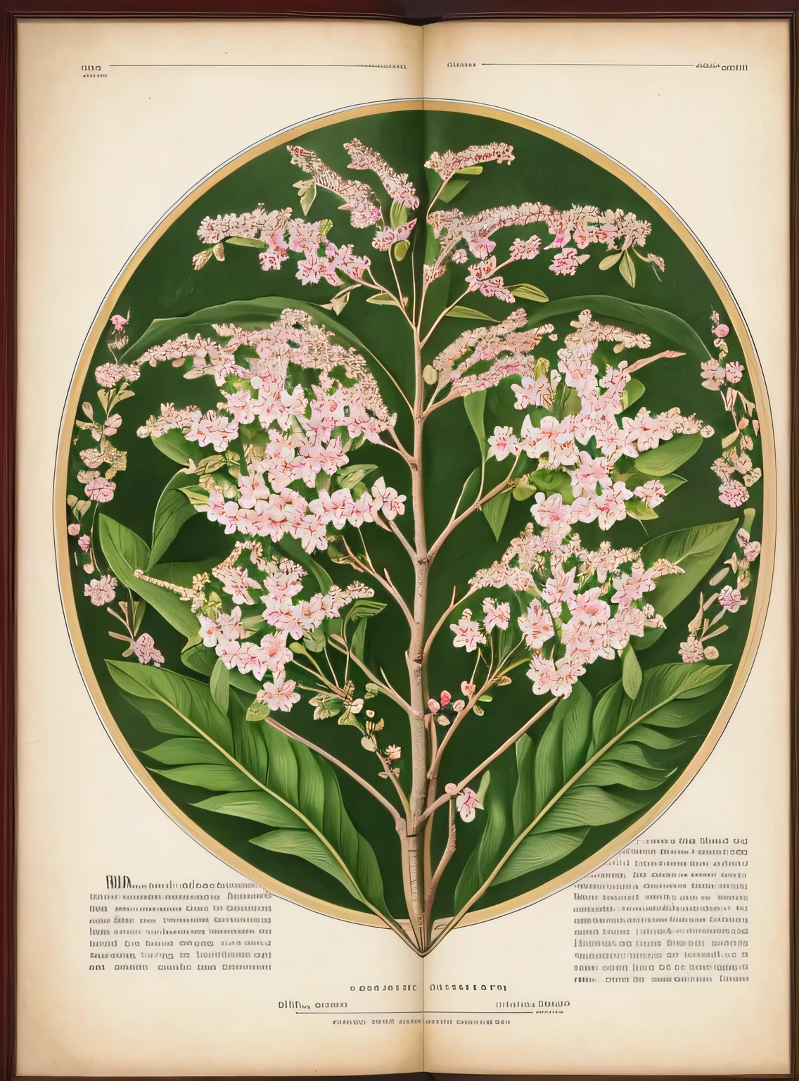 Estilo vitoriano vintage Accurate botanical encyclopedia (melhor qualidade:1.2), (detalhado:1.2), (obra de arte:1.2), vintage botanical illustrations of cherries and cereja blossom flowers, ((cereja))