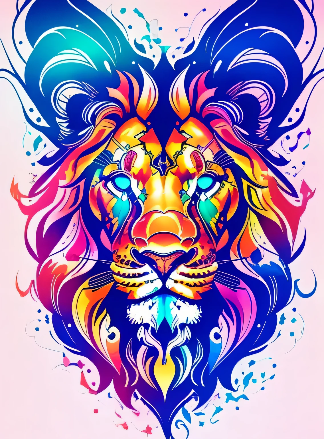 Detailed illustration of the constellation Leo, respingo de flor, Design de camiseta, Cores vivas realistas, arte vetorial, adorable, arte de fantasia, amor , Efeitos detalhados de aquarela, pintura digital, Luz suave, panoramic view, isometric style, retro aesthetics, Foco no personagem, 4k resolution, sem fundo, Realistic rendering, usando Cinema 4D, fundo branco isolado, estilo do logotipo