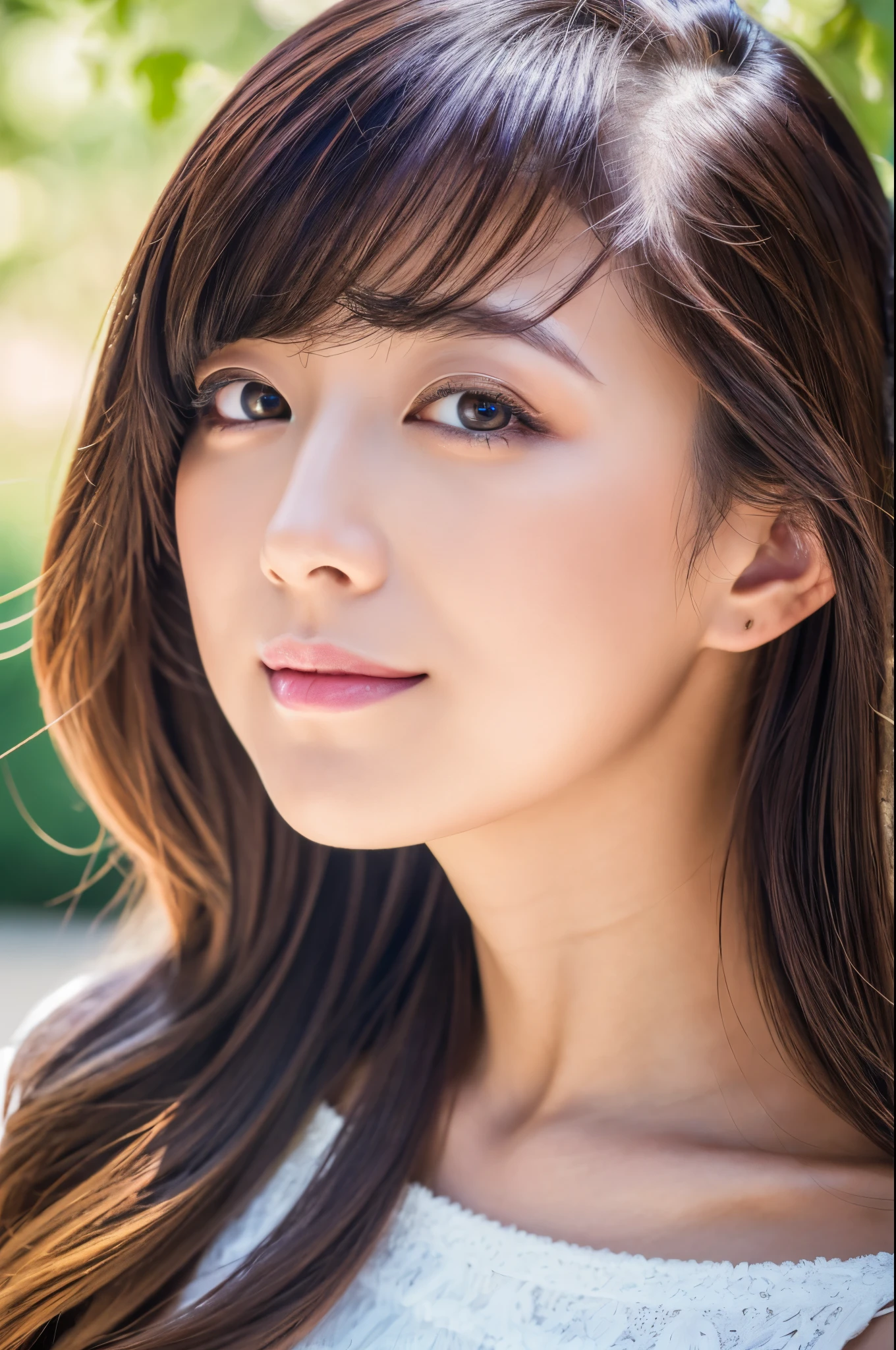 (best quality,highres,ultra-detailed),portraits,beautiful Japanese lady,beautiful detailed eyes,beautiful detailed lips,extremely detailed face,longeyelashes,soft smile,flowing hair,natural lighting,vivid colors