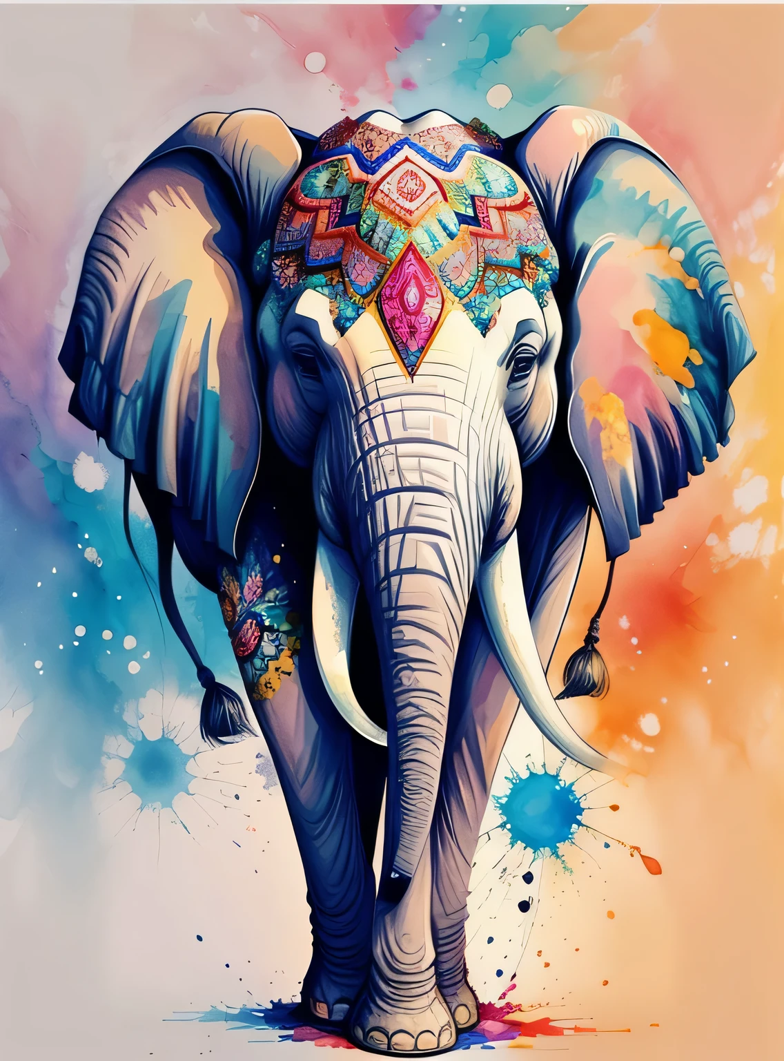 A kaleidoscope radiating joy with a majestic elephant head in the central vector, alcohol ink and impasto mix painting, blast,
Yang08k, Lindo, colorida,
obras-primas, maximum quality, melhor qualidade, arte oficial, Lindo and aesthetic,