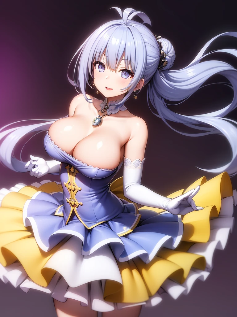 Great quality ++ High resolution extremely detailed, very aesthetic, expressive eyes, perfect face, face symmetrical, good anatomy, perfect hands, 8k, UHD, HD wallpaper, high quality, Ultra detailed, ((((1girl)))), (((1person))), ((((Date A Live)))), (((Miku Izayoi))), (((Long hair))), (((Light Indigo hair))), (((Silver eyes))), (((heavy makeup housewife))), (((housewife dress))), (((stepford))), (((stepfordized))), purple dress, white polkadots on dress, long gloves, elbow gloves, hair up, hair bun, (((hypnotized eyes))), earrings, smile, blissful, happy, wearing lipstick, wearing makeup, purple eyeliner, blush, tall image, tall hair, bige breasts, small waist, looking at viewer, swirl eyes, big lips, thick lips, hair in bun, hair up, necklace, tight dress, swirl eyes, (((hypnotized eyes))), tall image, thin waist, cute, side angle, big pupils, open mouth, house background, center angle, beehive hairdo, (((house background))), ((((center angle)))), ((((((beehive hairdo)))))),