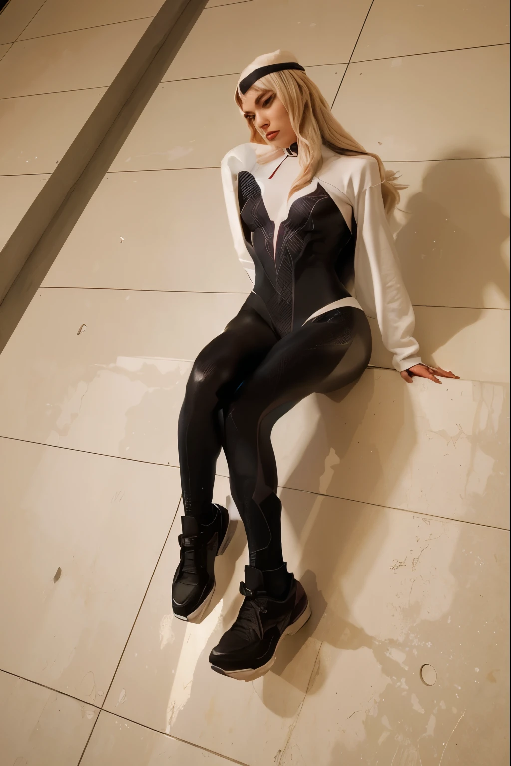 (Best quality, 8k, 32k, Masterpiece, UHD:1.2) "Enter the dynamic world of Spider-Gwen as she scales the walls of a towering building. Capture the essence of her agility and superhero prowess as she navigates the cityscape with grace. Illuminate the scene with a combination of moonlight and city lights, creating a captivating contrast between shadows and highlights. Showcase Spider-Gwen in her iconic costume, emphasizing the details of her sleek and vibrant attire. Highlight the urban environment with realistic textures and architectural features, immersing the viewer in a moment of exhilarating superhero action. Let the composition evoke the energy and excitement synonymous with Spider-Gwen's adventurous spirit." crack walls