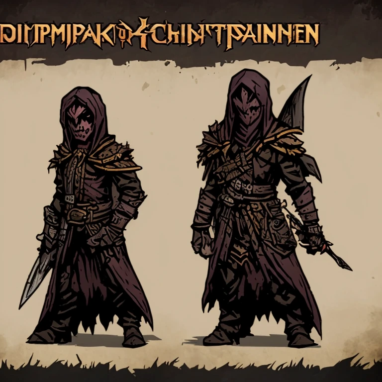 Personagem do jogo darkest Dungeon 2, vampiro com roupas de couro justas chicote e sombreiro