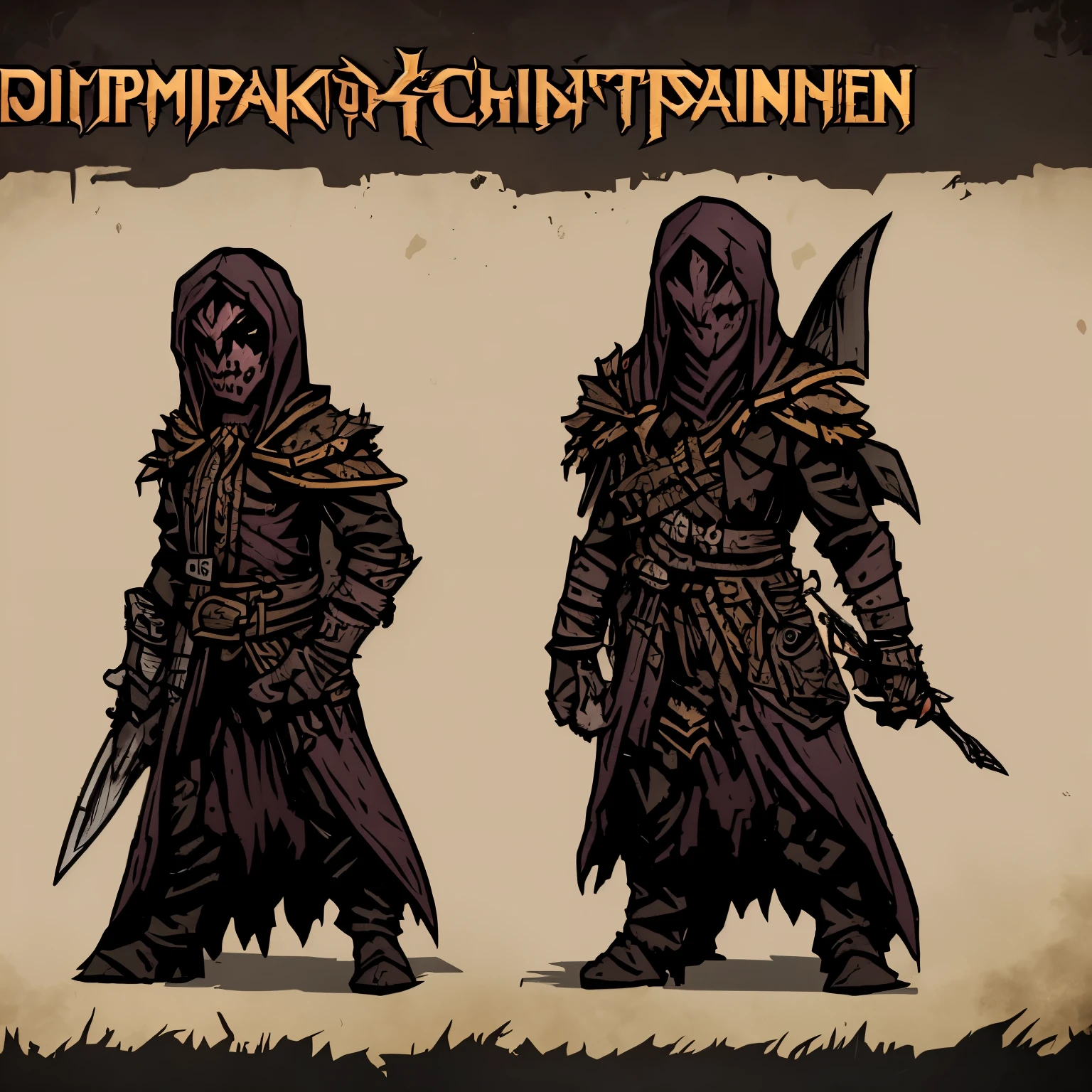 Personagem do jogo darkest Dungeon 2, vampiro com roupas de couro justas chicote e sombreiro