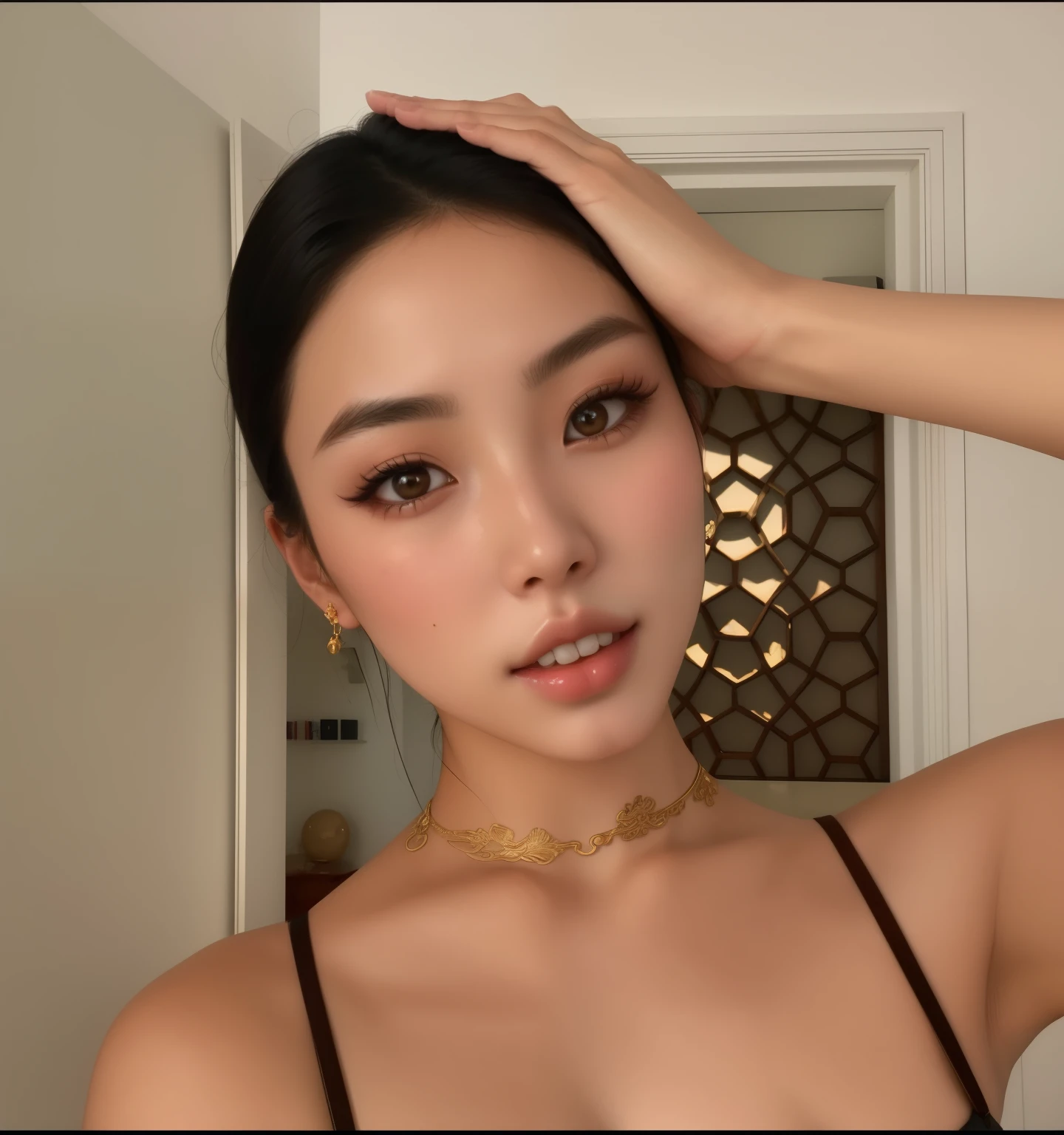 mulher arrasada com estrangulamento e colar de estrangulamento, beautiful chinese model, uma mulher Asian, características Asians, beautiful Asian, asian face, rosto sexy com maquiagem completa, Retrato de Sophie Mudd, Asian beautiful face, Asian, linda mulher Asian, Xisionwu, modelo do instagram, uma jovem Asian, 18 anos de idade, linda jovem Asian