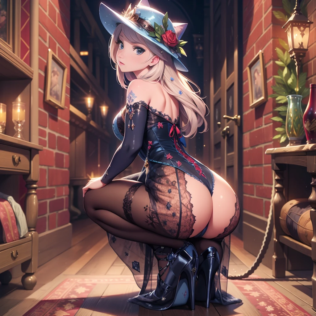 NSFW,Best possible quality, high resolution 8k,under the moonlight，night city，night street,most Beautiful woman with a dress and hat ,elsa from frozen,cat pose on tank，squatting on all four，all four on ground, tanned skin, fine hat, elegant,fantasy Victorian art, Victorian inspired science fiction, steampunk fantasy style, steampunk fantasy, Miss Aniela, Victorian lady, Victorian tank, Victorian style costume, intricate Victorian dress, Victorian inspired clothing, League holder, fine art fashion photography, steampunk fiction, steampunk aesthetic, fantasy genre portrait, fine art fashion magazine style,BREAK,only underwear ,white underwear, BREAK, FROM BEHIND, FROM BELLOW