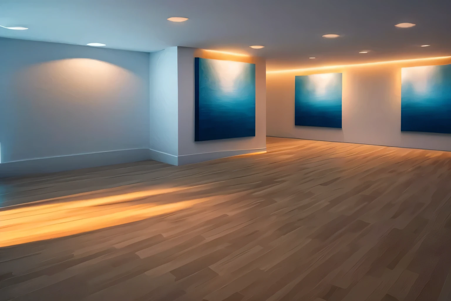 A Galeria tem parede com cores: rosa, amarelo, alaranjado e azul, cores vibrantes e bem definidas em 8K.

