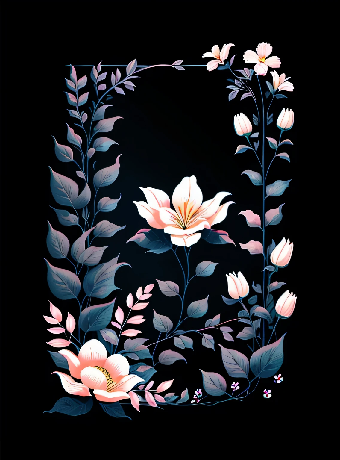 Image not complete, fundo preto, there is a photo of flowers with pink and white flowers, fundo de flor, fundo preto: 3, fundo de flor, floresta com flor azul, papel de parede de flores, fundo flores naturais, fundo preto, fundo preto!!!!!!!!,