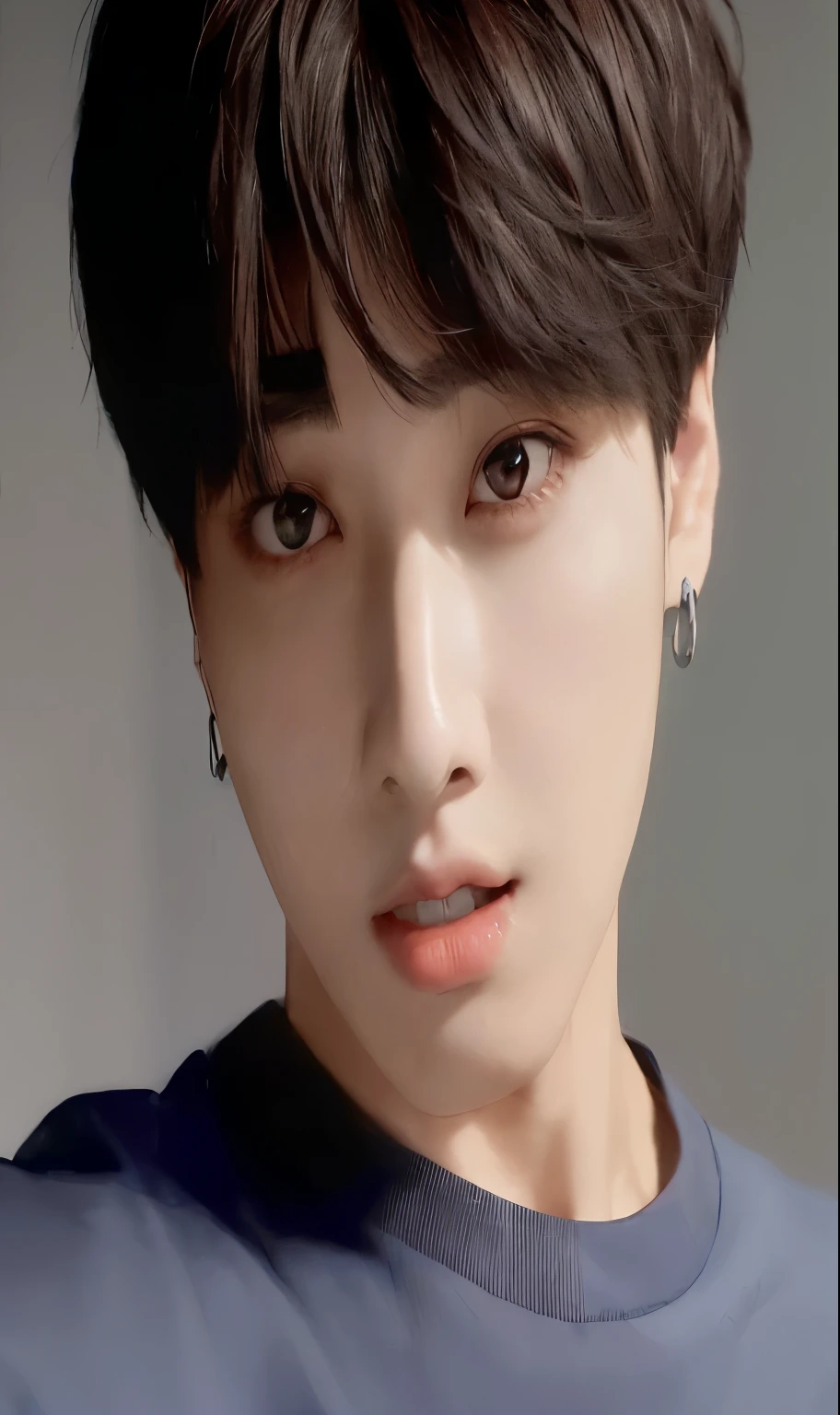 arafed woman with a short haircut and a blue shirt, jungkook, cai xukun, hyung tae, wan adorable korean face, taejune kim, headshot profile picture, jinyoung shin, yanjun chengt, black haired yoongi, with short hair, hong june hyung, portrait of kpop idol, ten lee, close up portrait shot, young wan angel