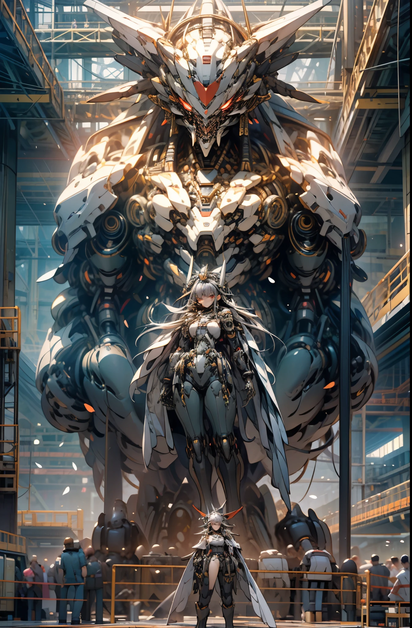 masterpiece,best quality,official art, extremely detailed CG unity 8k wallpaper,absurdres,8k 黑暗的_幻想,((dieselpunk)),(album cover mechanical,full body girl,red:1.1),1人,extremely detailed mechanical marvel,robotic presence,cybernetic guardian,wearing tattered exoskeleton,complex labyrinth,(steel metal [rusty]),elegant,sharp focus,photographed by Grzegorz Rutkowski,soft lighting,vibrant colors,masterpiece,((street)),cowboy shooting,dynamic pose