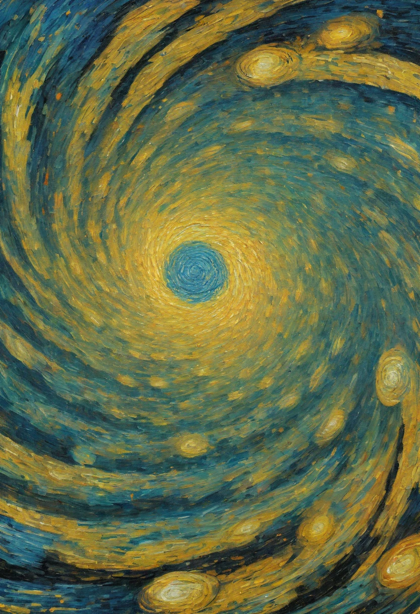 Optical illusion, outspace, spinning, inspired by van gogh, enhance, intricate, (best quality, masterpiece, Representative work, official art, Professional, 8k)