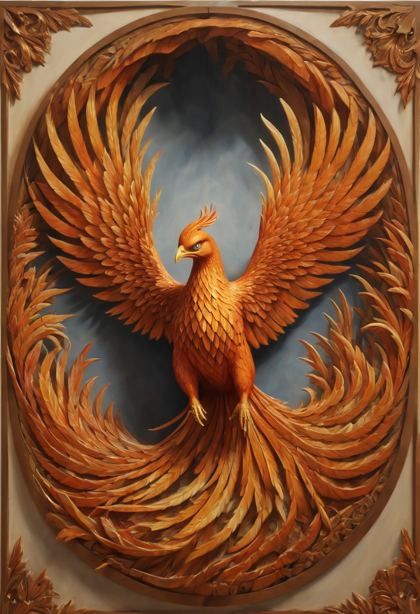 optical illusion art, Trompe l'oeil painting, 3D, illusion, Reality, a phoenix flying on the wall, enhance, intricate, (best quality, masterpiece, Representative work, official art, Professional, 8k)