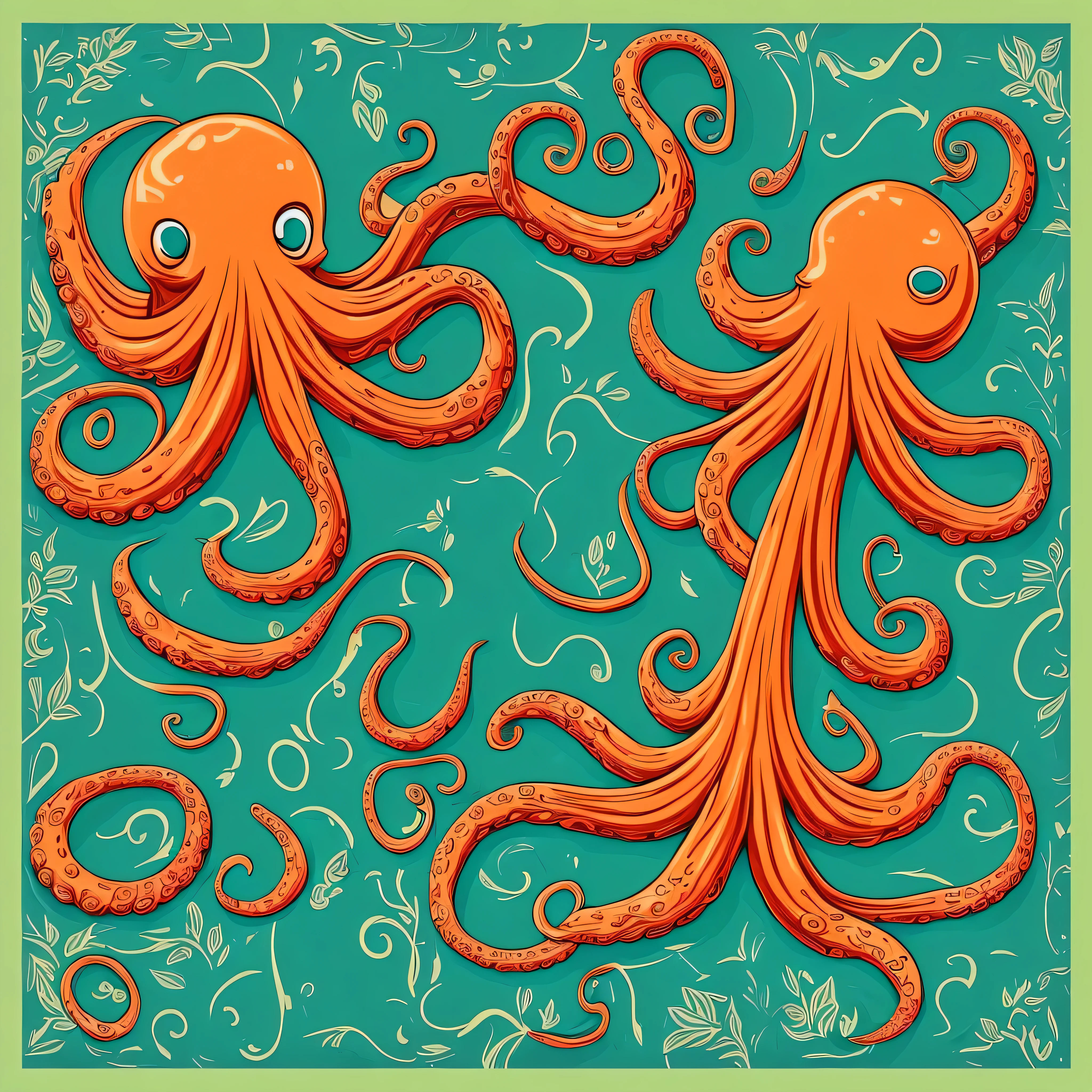 An octopus on a colorful background, Digital octopus, highly detailed vector art, awesome art style, vector art style, Adobe Illustrator art, HD vector art, full color illustration, 4K UHD fine art, high contrast vibrant coloring, cute octopus