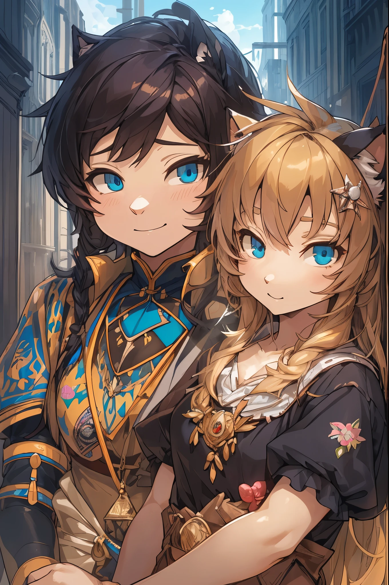 dynamic angle, top quality, best quality, High-quality illustrations, masterpiece, super high resolution, detailed background, detailed background, Romeo and Juliet, group shot:0.1, 6+boys, 6+girls, Happy, joyful, absurdres(highly detailed beautiful face and eyes)perfect anatomy(kemono, furry anthro),