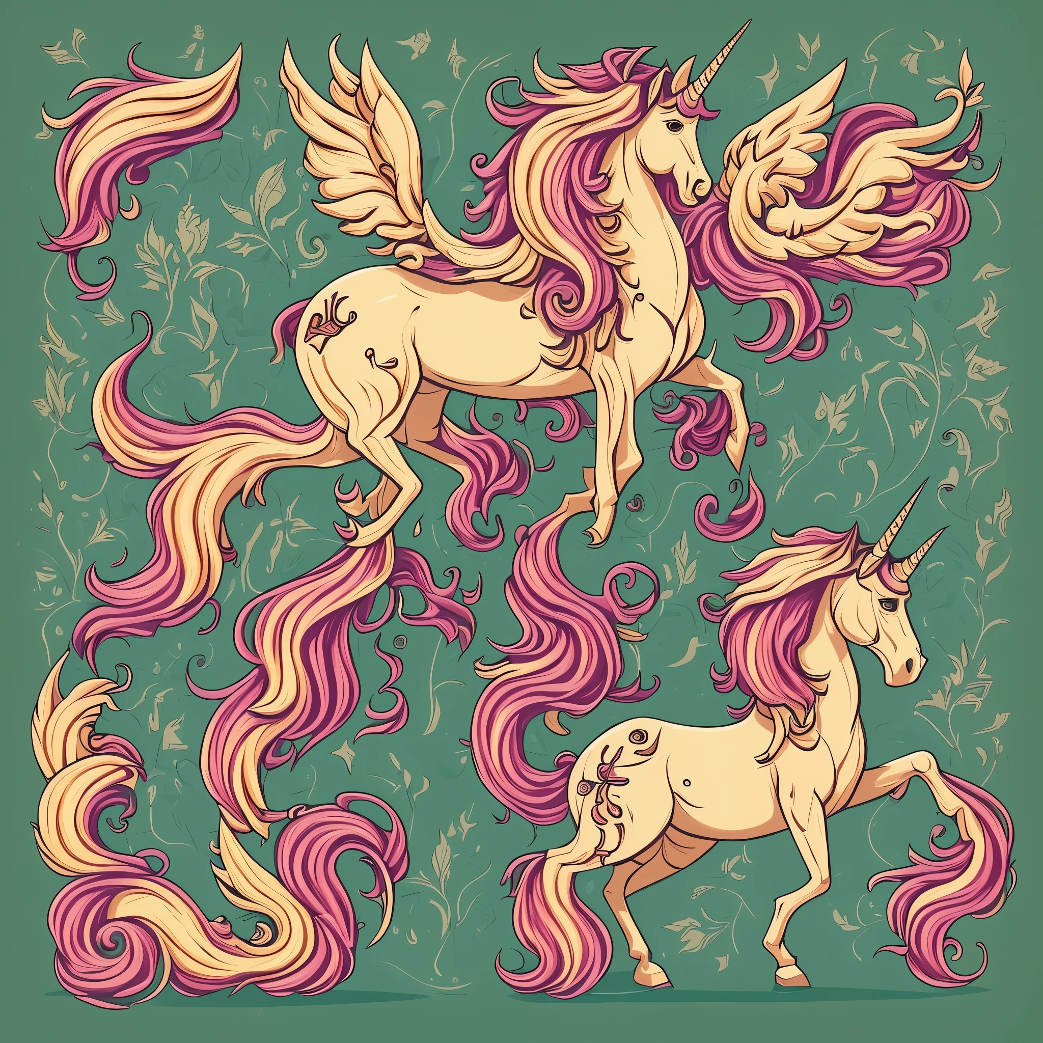 A close up of an unicorn on a colorful background, Digital unicorn, highly detailed vector art, awesome art style, vector art style, Adobe Illustrator art, HD vector art, Horse, vector art multicolored, full color illustration, 4K UHD fine art, high contrast vibrant coloring, cute unicorn