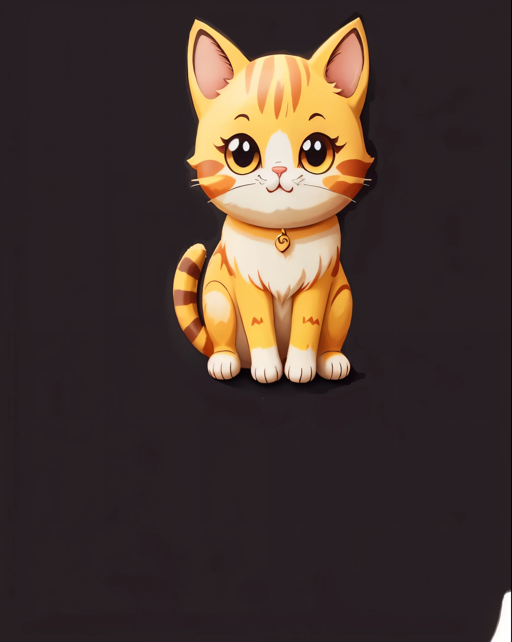 there is a gato that is sitting down on a black background, cute gato, a cute gato, arte digital detalhada fofa, arte digital fofa, very beautiful cute gatogirl, gato design, kawaii gato, gato. pintura digital, adorable pintura digital, cute gato photo, anime visual of a cute gato, ginger gato, illustration of a gato, anime gato, gatinho fofo