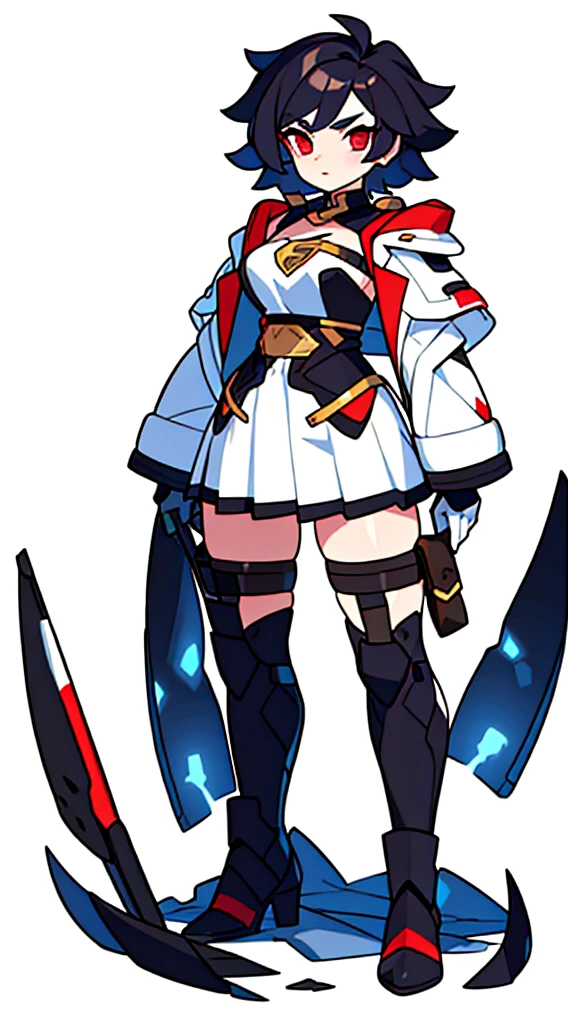 masterpiece, best quality, solo, ((white background)), full body, thong, slave fighter, big glove, standing, hotpants,