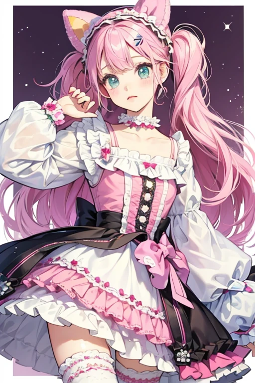 glitter; jelly; Decora lolita was most popular towards the beginning of decora's popularity, with many lolita's, especially western lolita's, combining the style to create a new and cute look. It has fallen in popularity in recent years with the decline of popularity for decora, and the return to more traditional established styles within lolita, but it is occasionally still seen.
Decora lolita style combines cuter, more "kawaii," versions of lolita, such as classic lolita and sweet lolita, with the many accessories of decora. The most popular way to do so is incorporating many hairclips, lots of bracelets, necklaces, bags covered in charms, and leg warmers or extra socks on top of tights.
Generally, decora lolita coordinates are pastel based, however some may have more classic lolita color schemes, such as pinks and reds.