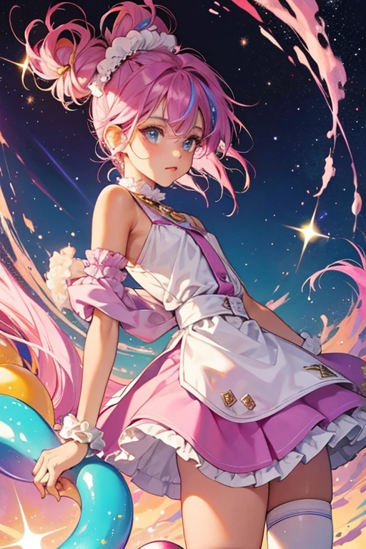 glitter; jelly; dyed hair and tanned skin. twist to a , such as short hemlines on skirts, and bunched up tube socks or legwarmers.