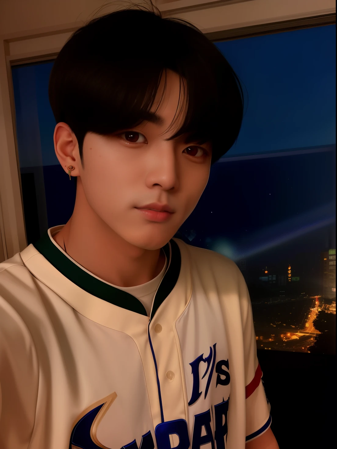 Araafed Asian man in baseball uniform in front of a window, Jungkook, Jeon Jungkook de cabelo preto, imagem de perfil, taejune kim, a partir de 8k fosco, Jinyoung Shin, jungkook do bts, hyung tae, headshot imagem de perfilture, Kim Doyoung, ✨🕌🌙, 8k!, fanart oficial, 8k!!, dez lee