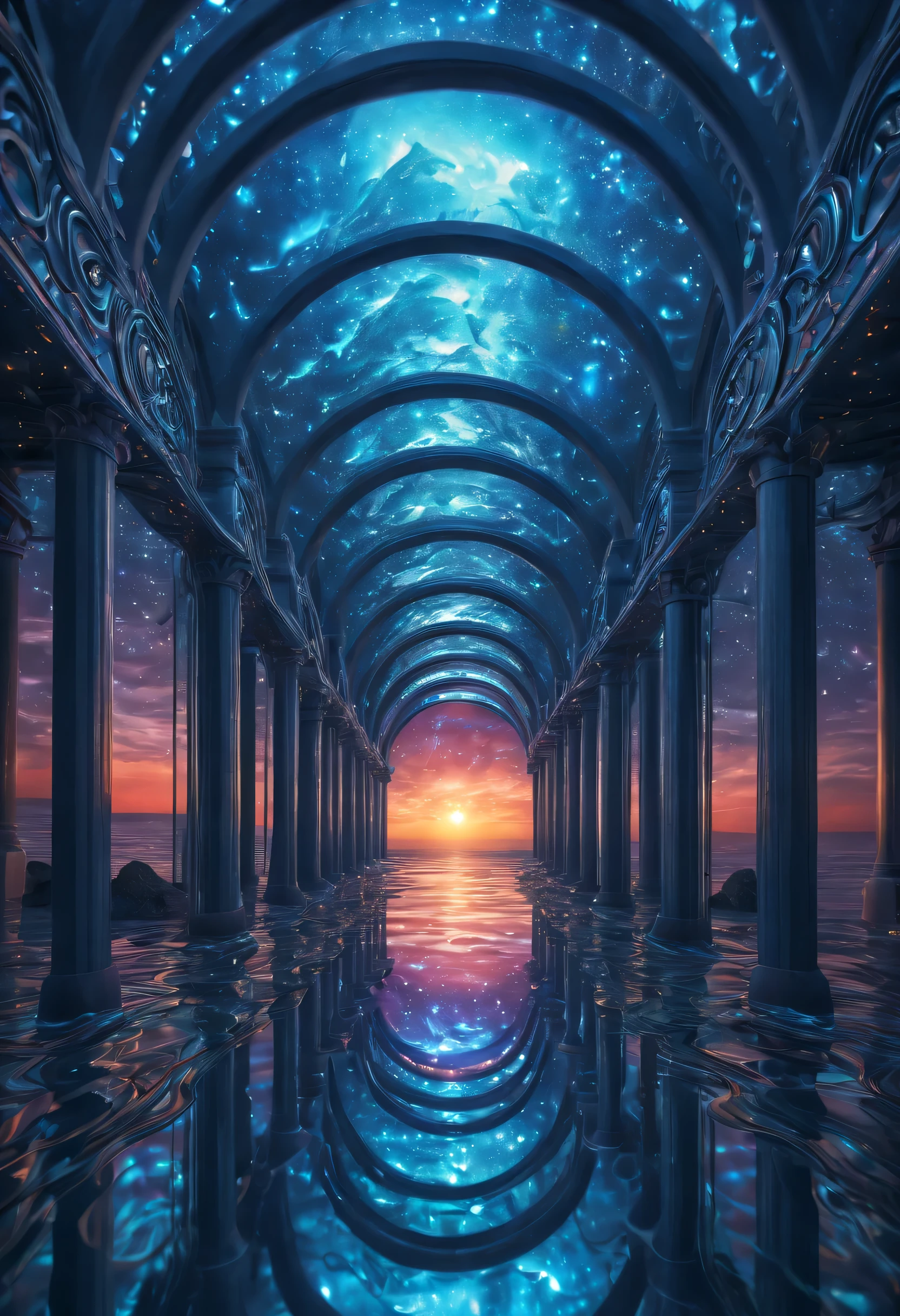 (best quality,4K,high resolution),mirror maze,Reflective surface,Sparkling water,sunlight reflections,mysterious atmosphere,ethereal beauty,Dazzling light effects,dreamlike,Unreal landscape,complex path,Mirrored corridor,seemingly endless corridors,charming pattern,glowing color,Translucent glass,puzzling,nonrealistic,otherworldly,wavy twist,Meticulous attention to detail,majestic,Yacht sailing by,distant horizon,peaceful atmosphere,Bright sky,Calm sea view,Luxurious feeling,A peaceful escape,maze of illusions,Hidden secrets,disoriented,Incredible perspective,mysterious adventure,multiple reflections,magic realm,Whispering wind,Vibrant shades,harmonious composition,Meandering,unpredictable journey,Charming atmosphere