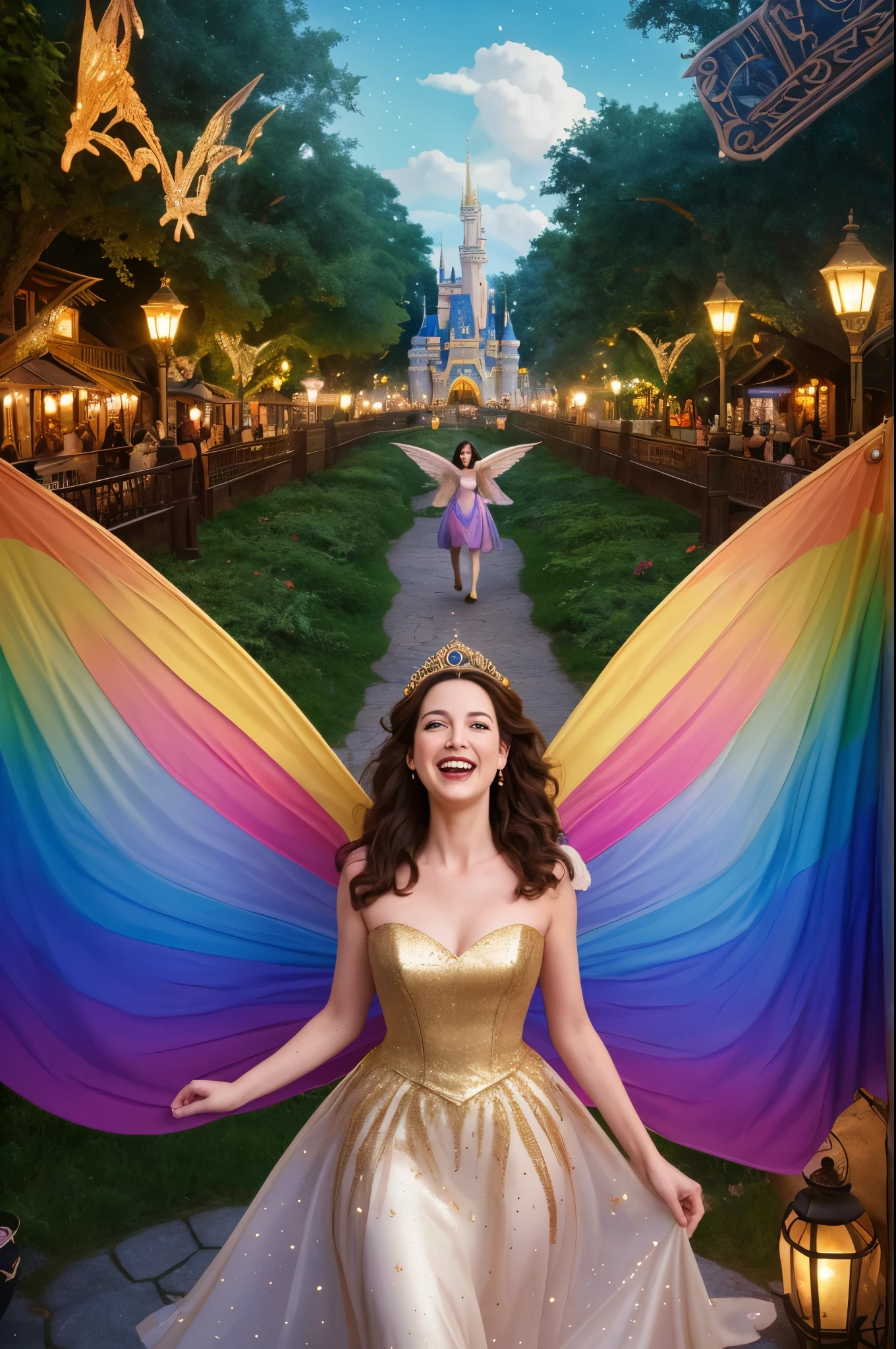(best quality,highres),Kathleen Kennedy with wings flying through Disney Land,ugly goblin transformation,man-hating lesbian princesses,rainbow dildo wand,stunning scenery,golden castle,enchanted forests,colorful lights,princess dresses,innocent smiles,magical atmosphere,sparkling fairies,dreamlike fantasy,impressive visual effects,vibrant colors,detail-rich illustrations,character depth,diverse representation,heroic poses,empowering presence,majestic architecture,playful interaction,surprising plot twists,endless creativity,mystical charm,nostalgic vibes,whimsical elements,inspiring storylines,exceptional artwork,immersive experience,unforgettable adventures,unbreakable friendships,heartwarming moments,transformative encounters,magical transformation,positive role models,celebration of love and friendship,radiant sunshine,joyful laughter,endless possibilities