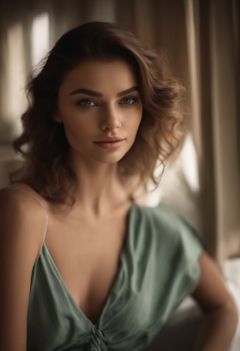 Femme alafed avec débardeur blanc et collier, fille sexy aux yeux verts, Portrait de Sophie Mudd, cheveux bruns et grands yeux, selfie d'une jeune femme, yeux de la chambre, Violette Myers, sans maquillage, Maquillage naturel, regarder directement la caméra, visage avec artgram, maquillage subtil, tâches de rousseur, Yeux verts percés, bel angle, Pose engageante, jolie fille, , , déesse brune, détails élevés, Pose satisfaisante, , jupe en cuir