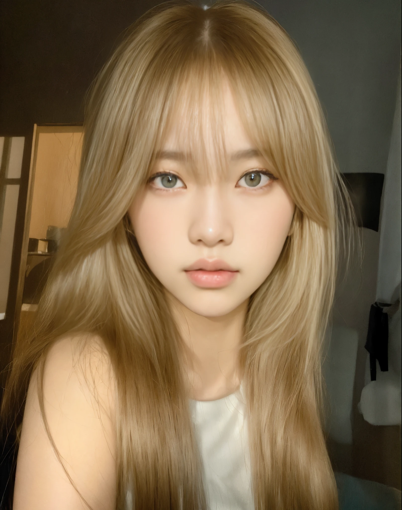 puffy Asian girl with long hair and a white dress, o corte Hime, franja repartida ao centro, Lalisa Manobal, franja fofa, Lalisa Manoban do Blackpink, com franja, parque roseanne de blackpink, franja longa, com franja completa, long hair com franja, franja branca, neat hair com franja, franja marrom blackpink jennie, blakcpink lisa